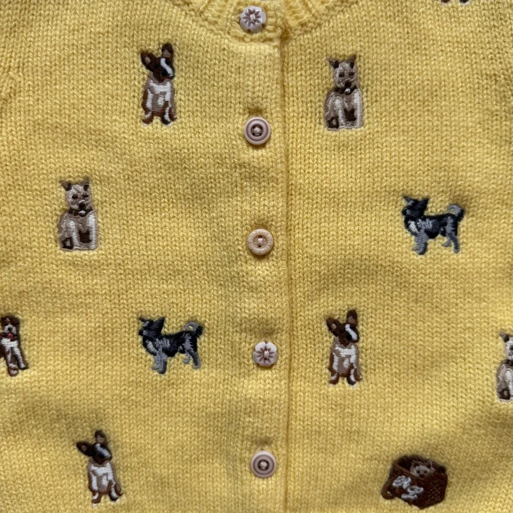 Ralph Lauren Baby Girl Dog Embroidered Wool-Blend Cardigan - Size 9M